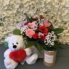 Flower box Candle &amp; Teddy