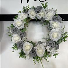 White &amp; Grey Door Wreath