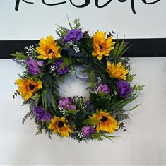 Sunflower and anemone door wreath 